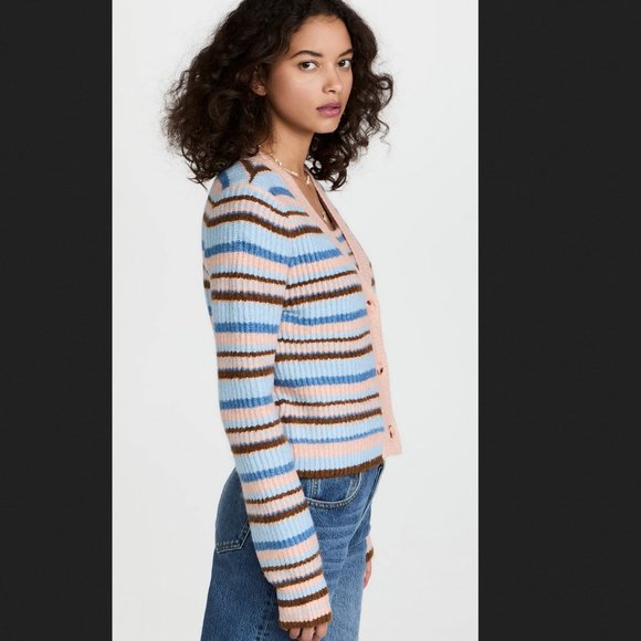 NWT! Nordstrom ENGLISH FACTORY Knit Stripe Cardigan in Multi M - Picture 4 of 16